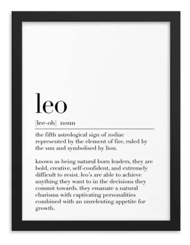 Cuadro Definicion Diccionario Leo 30x40 Signo Horoscopo