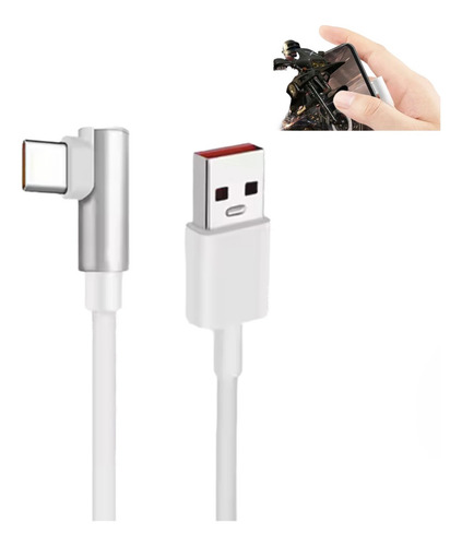 Cable Carga Rápida Gaming Para Infinix 45w/70w/90w 6a 1.8m Blanco