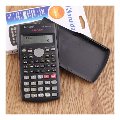 Calculadora científica con 240 funciones para trigonometría en color negro