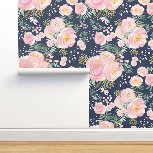 Papel Tapiz Para Despegar Pegar Diseño Floral Rosa Flor