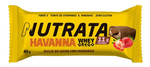 Barra Whey Grego Havanna Doce De Leite Morango Nutrata12x40g