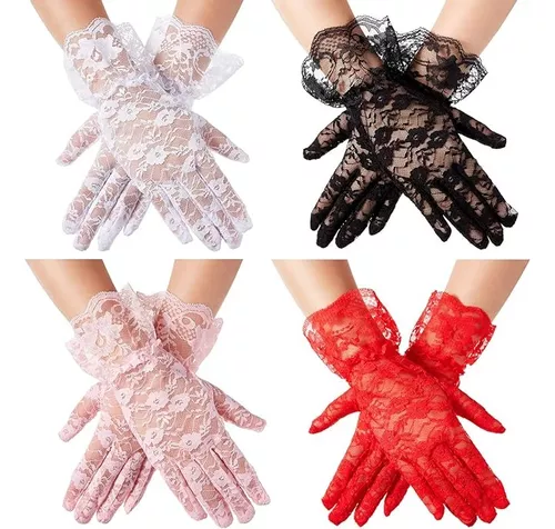 Guantes De Encaje Blanco Ideal Disfraz