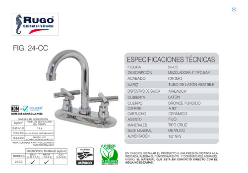 Mezcladora Lavabo 4 Pulgadas C/ Cubierta De Latón 24ct Rugo Plateado