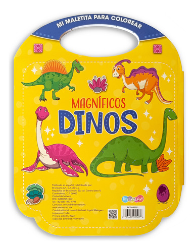 Libro Maletita Infantil Para Colorear C/ Stickers Dinosaurio