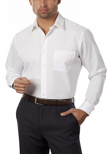 Camisa Formal De Manga Larga Para Hombre En Color Liso