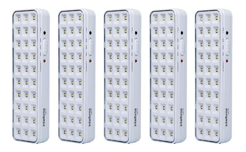 Kit 5 Luminária De Emergência Autônoma De Led 30l Intelbras Cor Cinza 110V/220V