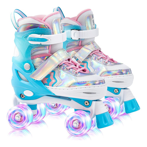 Patines Infantiles Con Luz Ajustable Azul Brillante Talla S