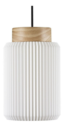 Lampara Colgante Renu Wood Big Led Sustentable Buena Luz Estructura Blanco