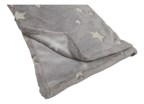 Manta Polar Soft Estampadas Luminosas Estrellas Gris