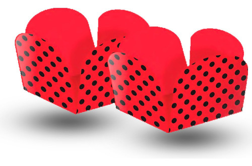 50 Forminhas Para Doces Festa Vermelha Com Bolinhas Pretas