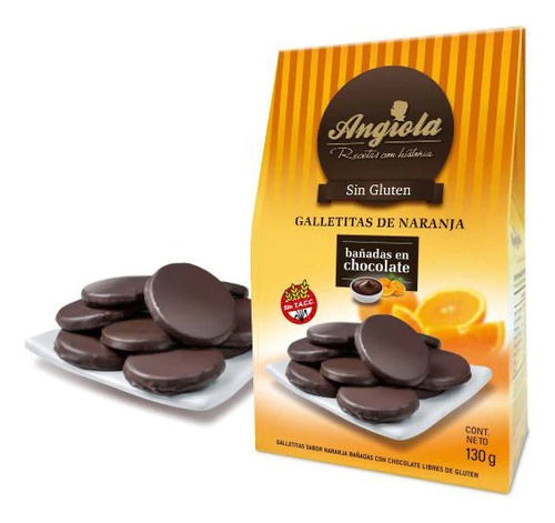 Pack X 3 Galletitas De Naranja Bañadas Chocolate Angiola