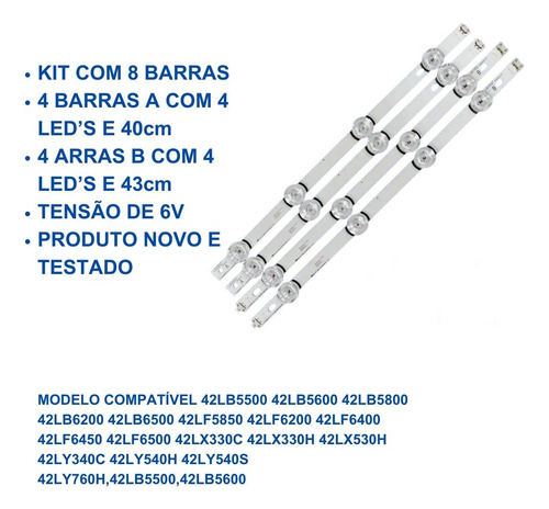 Kit Barras Led 42lb5600 42lb5500 42lb5800 42lf6200 42lx330c