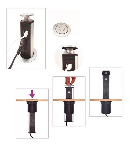 Estacion De Carga Telescopica Torre Embutir Toma Usb Tbcin