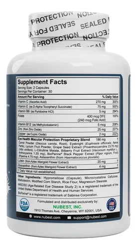 Nubest Areds 2 Vitaminas Para Los Ojos Salud Ocular Con Beta