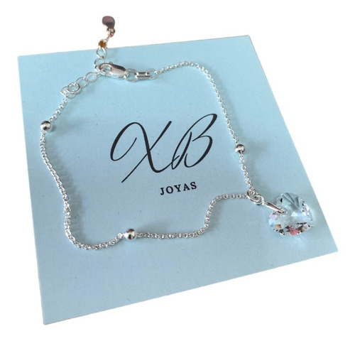 Joya Pulsera Fabricada Con Cristal De Swarovsk Corazón Plata