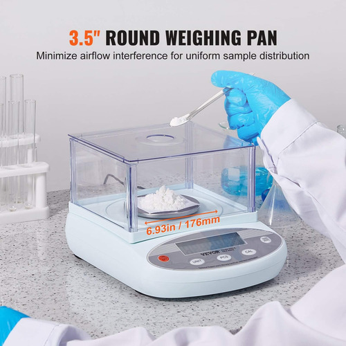 Vevor Báscula Analítica De Laboratorio 500g Lcd Antiviento
