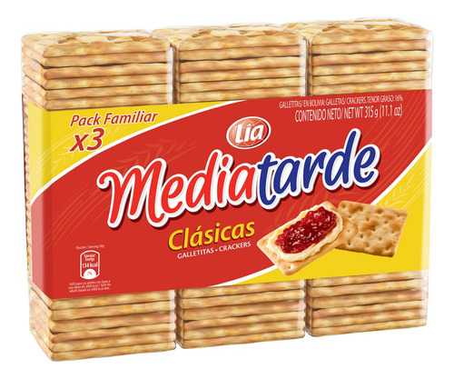 Galletitas Crackers Mediatarde Clasicas X3 Tripack Bagley 