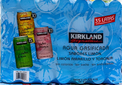 Agua Gasificada De Sabor Kirkland 35pz De 355ml Sin Calorias
