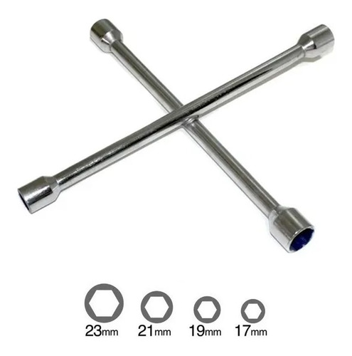Imagen 2 de 7 de Llave Cruz Universal Auto Rueda Llanta 4 Bocas Reforzada