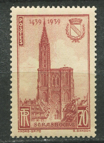 Francia Sello Estampilla Yvert 443 Mnh Strasbourg 1939