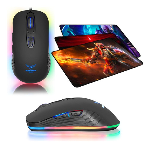 Mouse Gamer Mic Winner Rgb 7200dpi + Pad