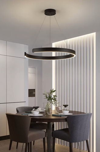 Lampara Colgante Moderna Led Ring Aluminio 34w Neutra 60cm Estructura Negro