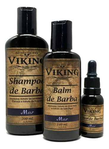 Viking Kit Shampoo, Balm, Óleo produtos de barba shampoo hidratante e oleo fragrância refrescante