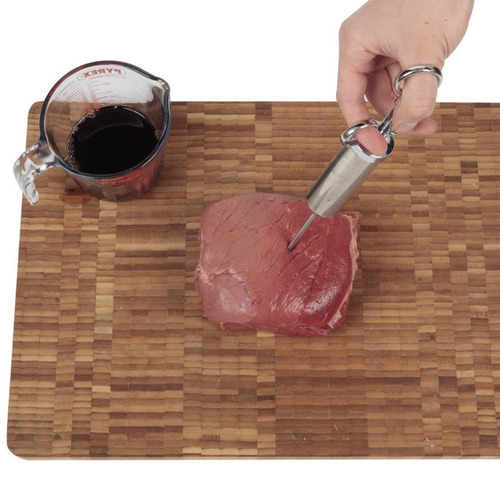 Imagen 8 de 8 de Jeringa De Acero Con 6 Agujas Y Accesorios De Cocina Para Carne Pollo Pernil