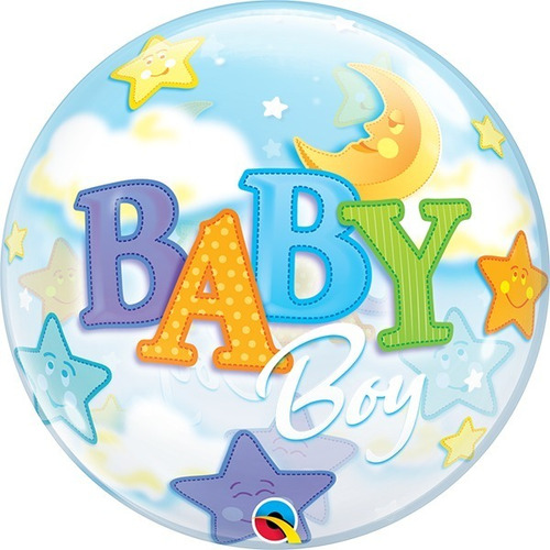 Qualatex - Balão - Bexiga Bubble Baby Boy - Bebê Menino 