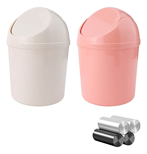 Mini Papelera Plástica Con Tapa Abatible + 120 Bolsas De