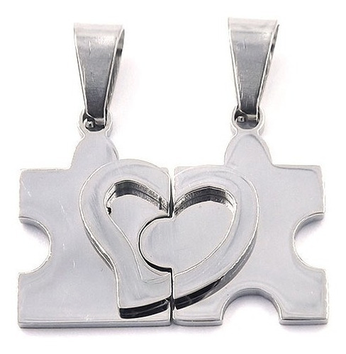 Par De Dijes Diseño Rompecabezas Corazon Plata Eg