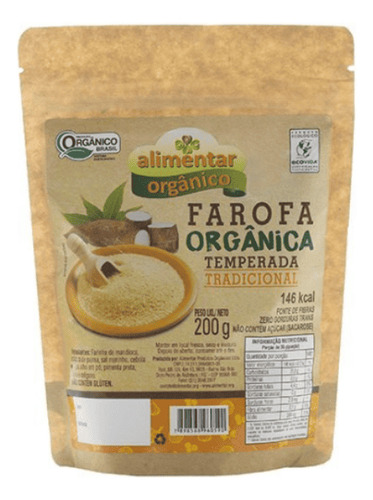 Farofa Orgânica Temperada Tradicional Alimentar 200 G