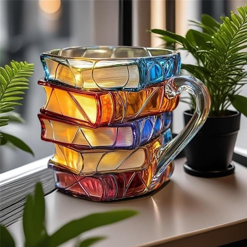 Taza De Libro Pintada, Taza De Café Hecha A Mano Con Libro D