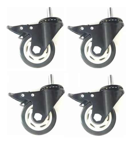 4 Ruedas De 3 Pulg. Pvc Tornillo Y Freno Total (80-320 Kg.)