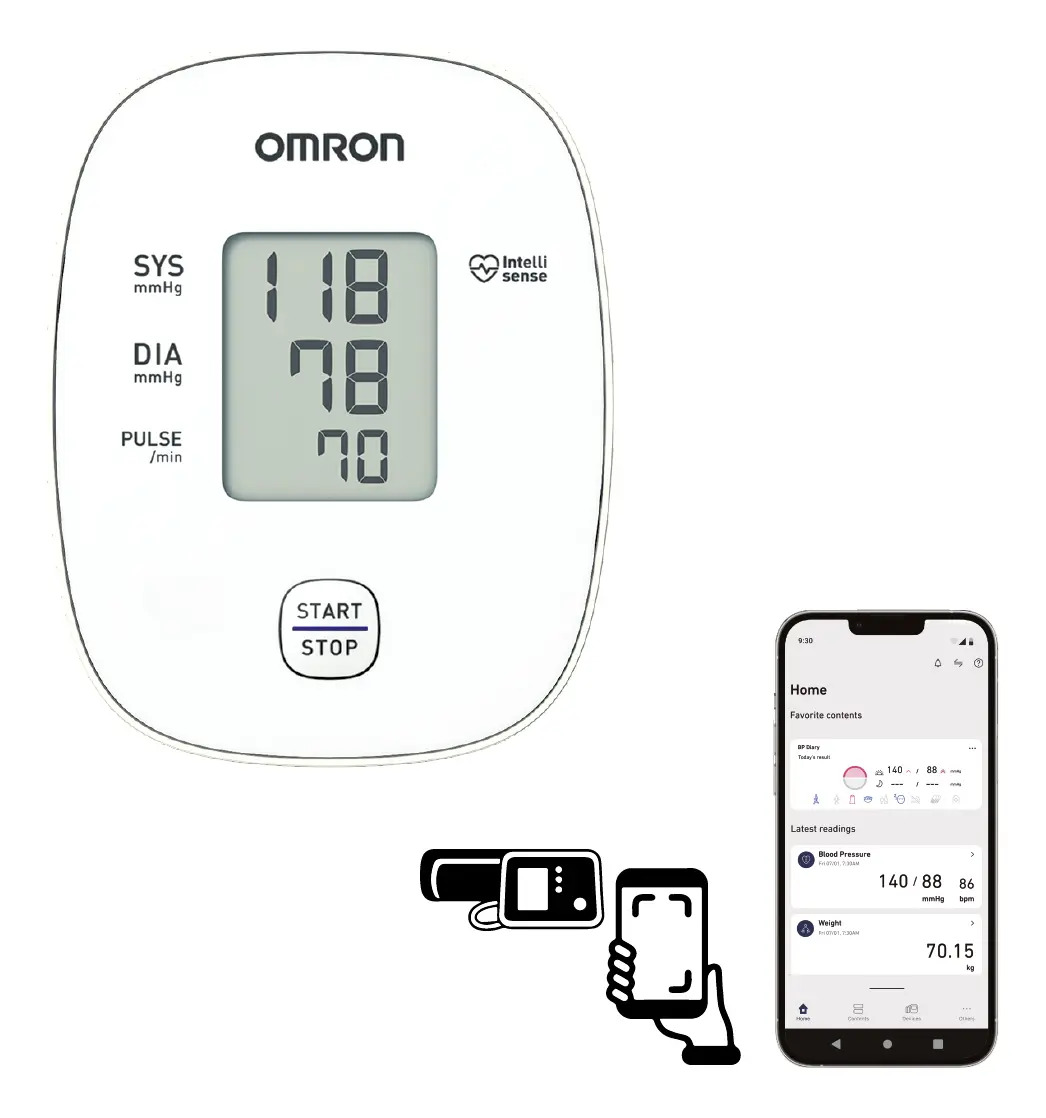 OMRON X2 Básico – Baumanómetro de Presión Arterial Automático para Brazo con Detección de Latidos Irregulares