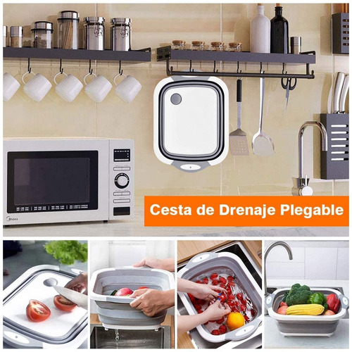 Imagen 3 de 7 de Tabla Para Picar Cortar Alimentos Plegable Expansible 3 En 1