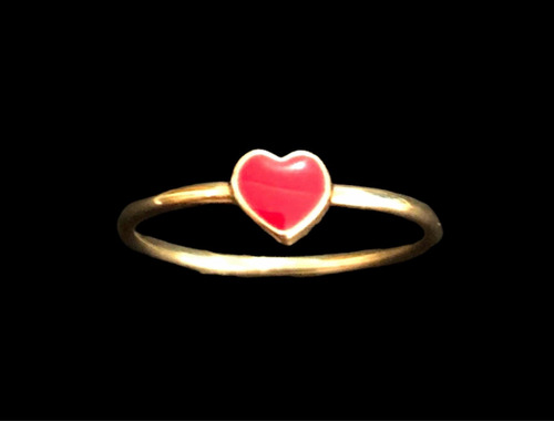 Anillo Corazón Oro 10 Kilates Rojo Garantizado Promesa Amor