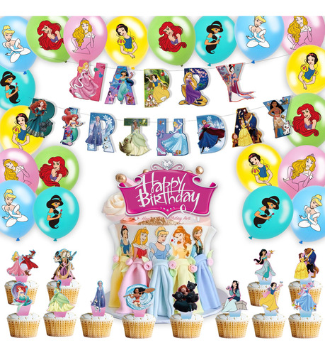 Globos De Cumpleaños Decoración Disney Princess Fiesta