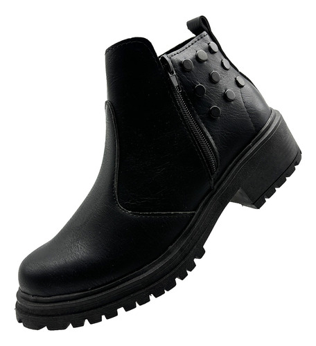 Bota Botita Mujer Borcego Eco Cuero Taco Cuadrado Moda