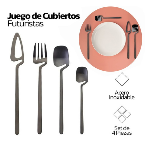 Oferta 2x1 Juego De Cubiertos Acero Inoxidable Set 4 Piezas