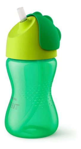Copo Dinossauro C/canudo Curvado 300ml Verde