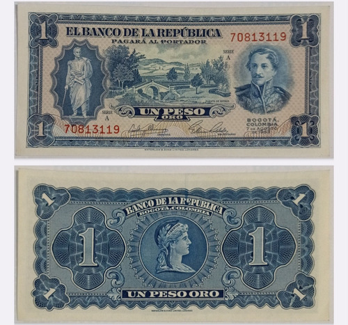 Billete Colombiano 1$ Peso 1953 Sin Circular