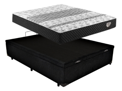 Ecoflex Molas Soft cama box baú viúva + colchão 1.20 X 1,98 cor suede preto