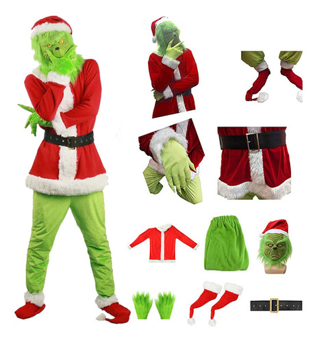 S 7 Unids/set Disfraz De Papá Noel De Grinches Para Adultos