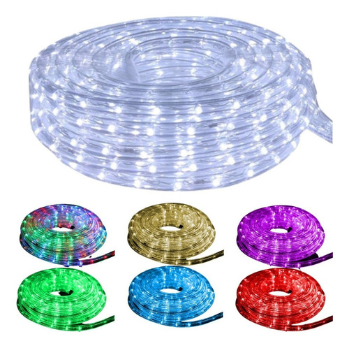 Manguera 10 M Luz Led Blanco Directo 220v Y 8 Efectos Tira