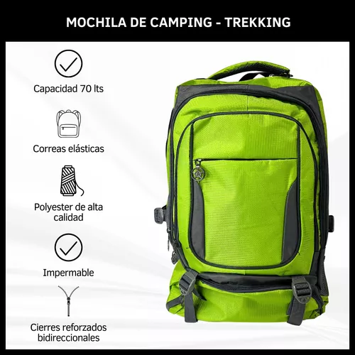 Mochila Trekking Camping 70 Litros Impermeable Reforzada
