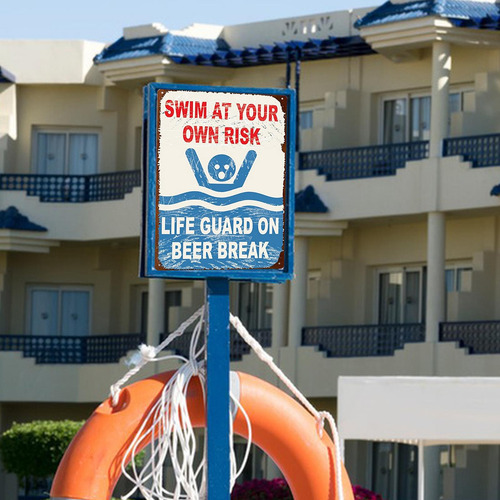 Nade En Su Propio Riesgo, De Piscina Decoración De Estilo B