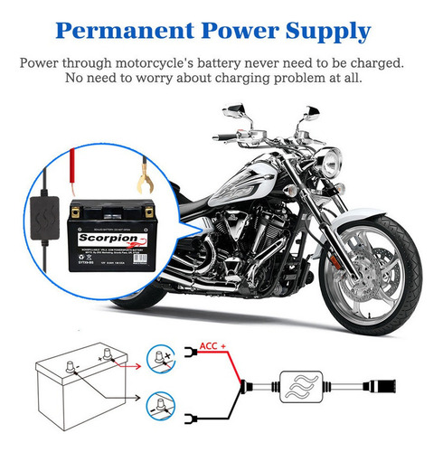 - Para Motocicleta Dash Cam Cámara Delantera Trasera Doble