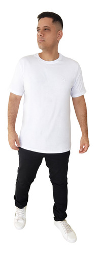 Camiseta Hering Masculina Básica Bordado Branco - Original