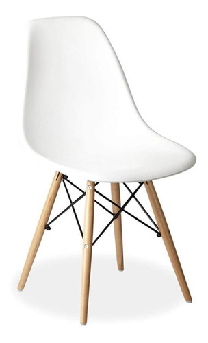 Silla De Comedor Plástico Diseño Dsw Pata Madera - Eames Estructura de la silla Blanco